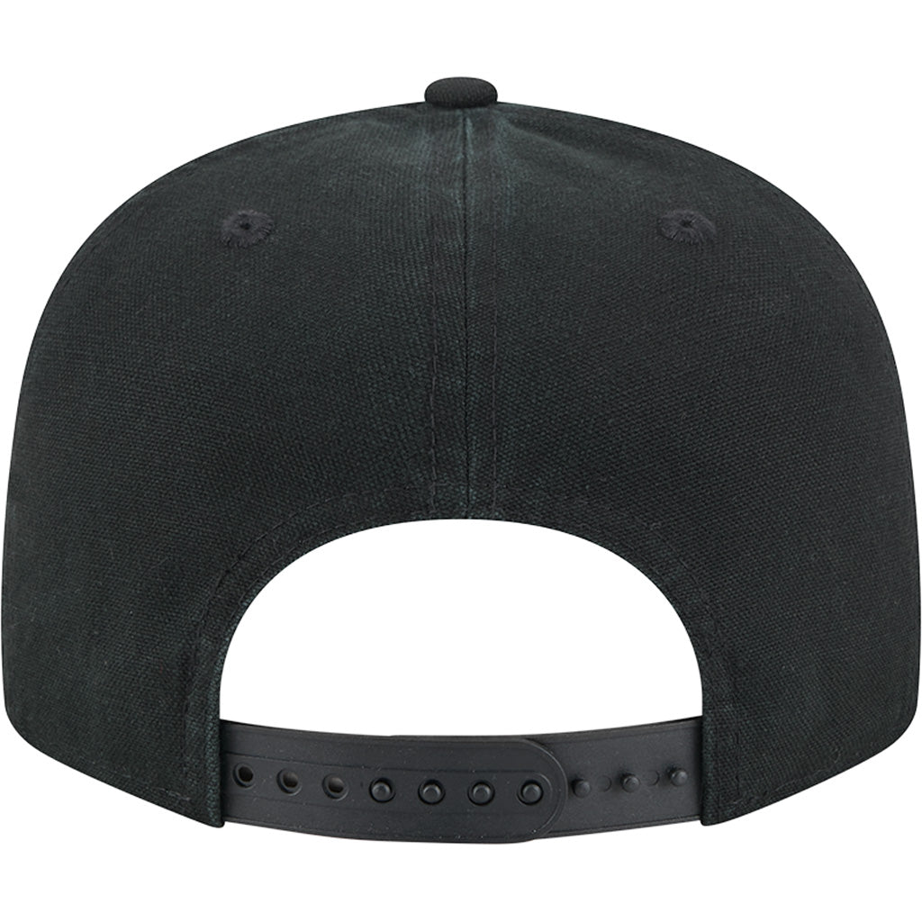 NFL Kansas City Chiefs New Era Black on Black Cotton Canvas 9FIFTY Split Panel Snapback Hat - Black