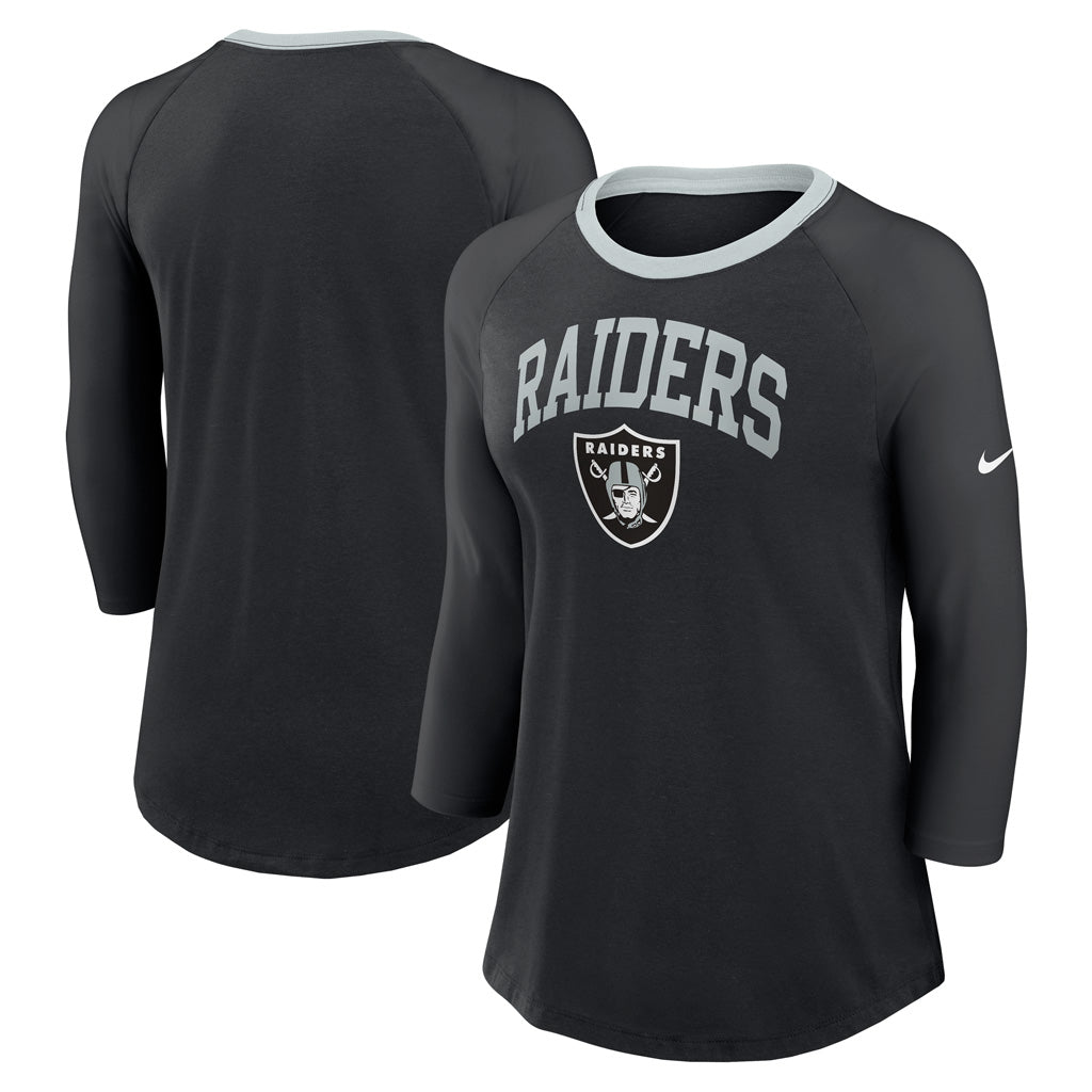 NFL Las Vegas Raiders Women's Nike Fashion 3/4 Sleeve T-Shirt - Black