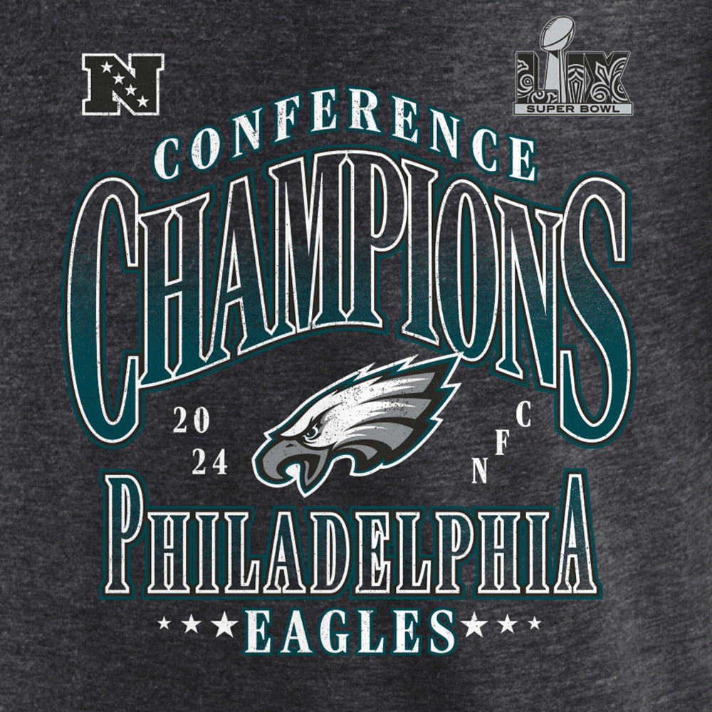 NFL Super Bowl LIX Philadelphia Eagles Nike Right Side Draw Conference Champions T-Shirt - Charcoal