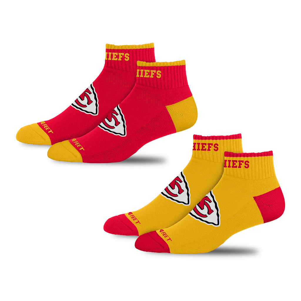 NFL Kansas City Chiefs For Bare Feet Front & Center 2-Pack Socks - Red & Yellow