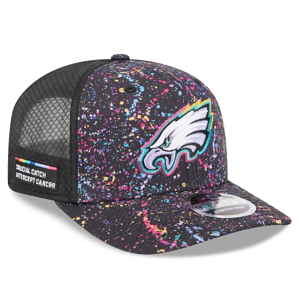 NFL Philadelphia Eagles New Era 2025 Crucial Catch 9SEVENTY Stretch-Snapback Hat - Black