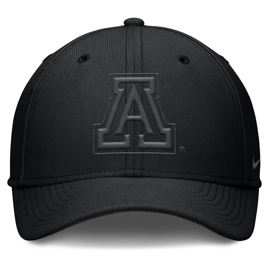NCAA Arizona Wildcats Nike Black on Black Primary Logo SwooshFlex Hat - Black