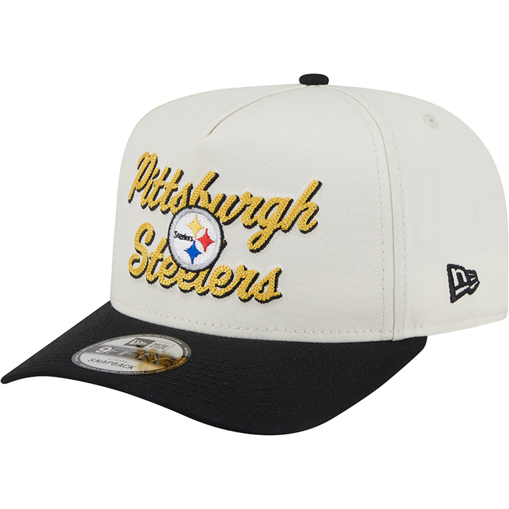 NFL Pittsburgh Steelers New Era Chainstitch Two-Tone 9FIFTY A-Frame Snapback Hat - Cream