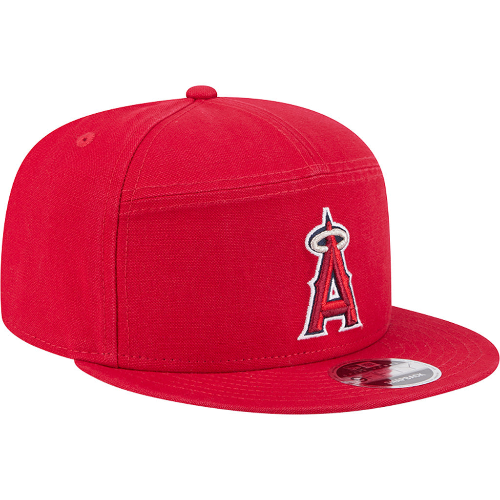 MLB Los Angeles Angels Cotton Canvas 9FIFTY Split Panel Snapback Hat - Red