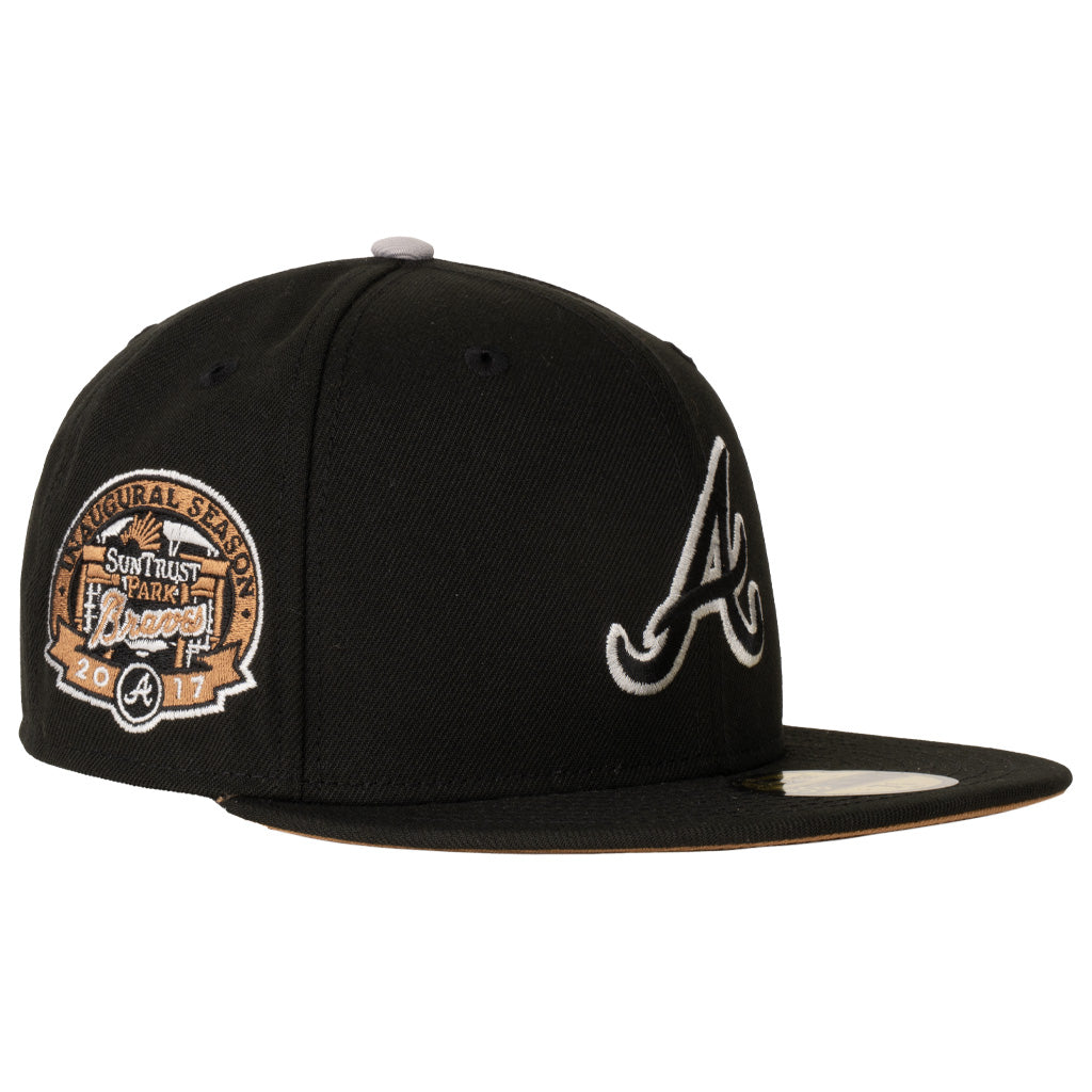MLB Atlanta Braves New Era Gray Outline Logo 59FIFTY Fitted Hat - Black