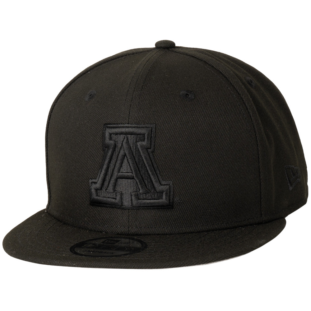 NCAA Arizona Wildcats Black On Black Primary Logo 9FIFTY Snapback Hat - Black