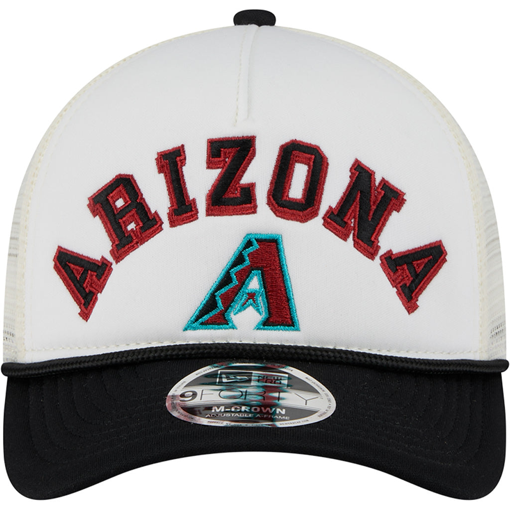 MLB Arizona Diamondbacks New Era Arch Logo 9FORTY M-Crown Snapback Trucker Hat - Chrome