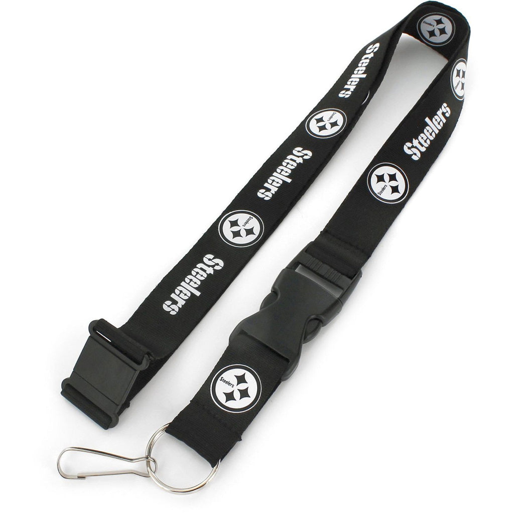 NFL Pittsburgh Steelers Aminco Black & White Lanyard - Black