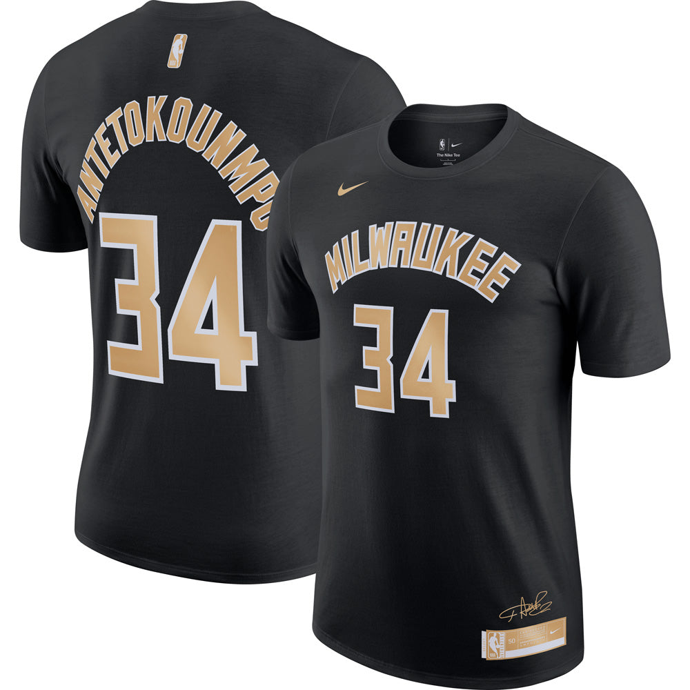 NBA Milwaukee Bucks Giannis Antetokounmpo Nike 2024 Select Name &amp; Number Tee