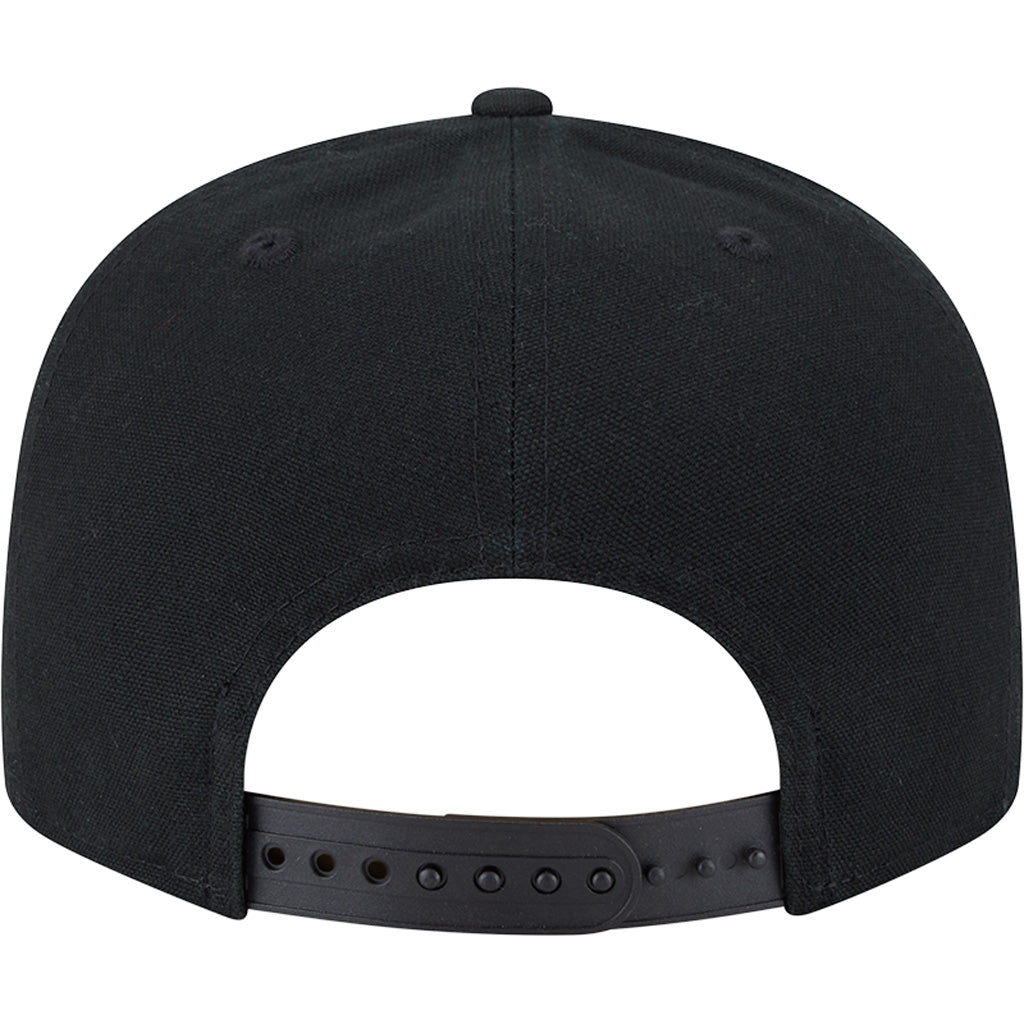 NHL Edmonton Oilers New Era Black on Black Cotton Canvas 9FIFTY Split Panel Snapback Hat - Black