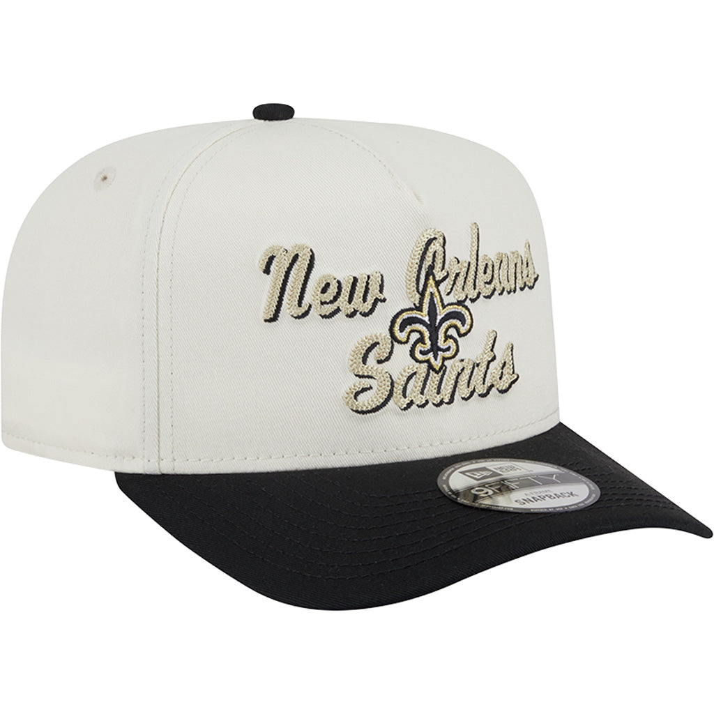 NFL New Orleans Saints New Era Chainstitch Two-Tone 9FIFTY A-Frame Snapback Hat - Cream