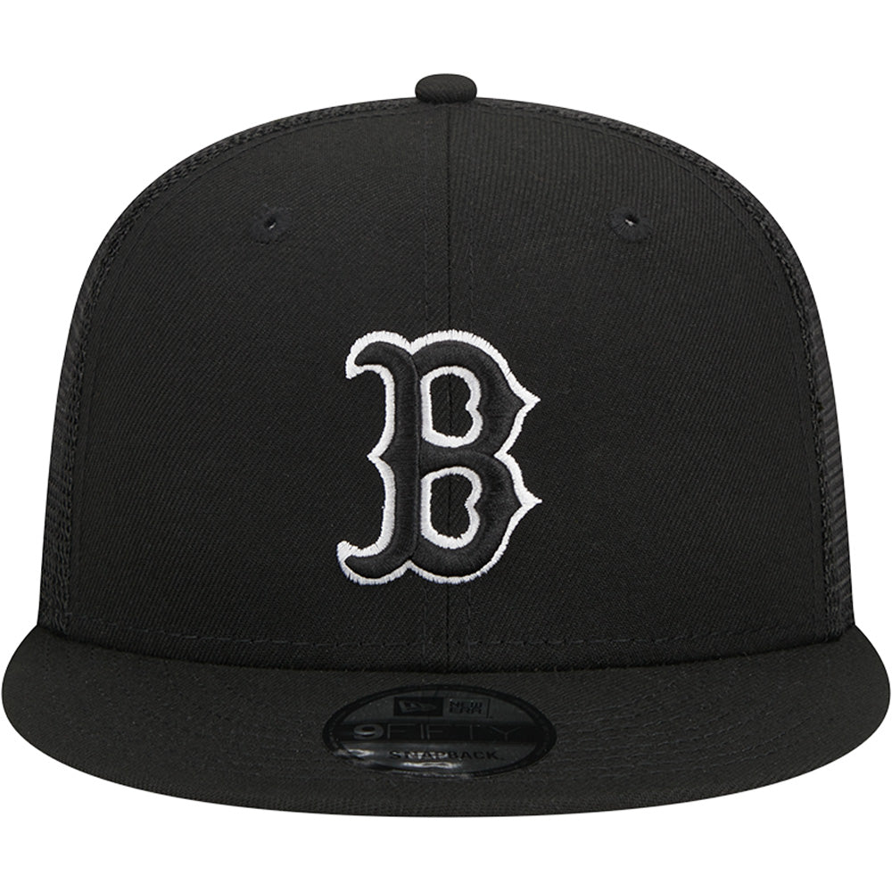 MLB Boston Red Sox New Era Black & White Trucker 9FIFTY Snapback Hat - Black