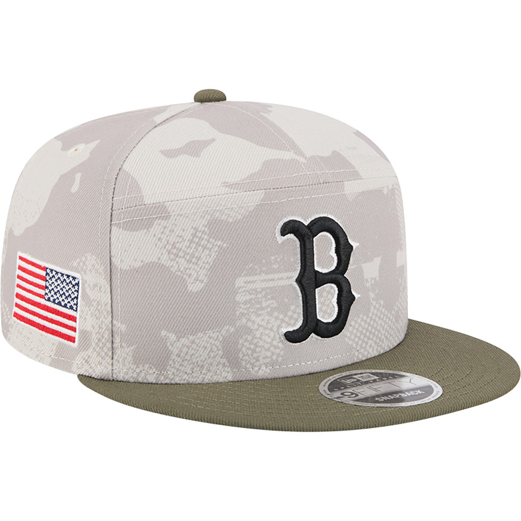 MLB Boston Red Sox New Era 2025 Armed Forces Day 9FIFTY Split Panel Snapback Hat - Stone