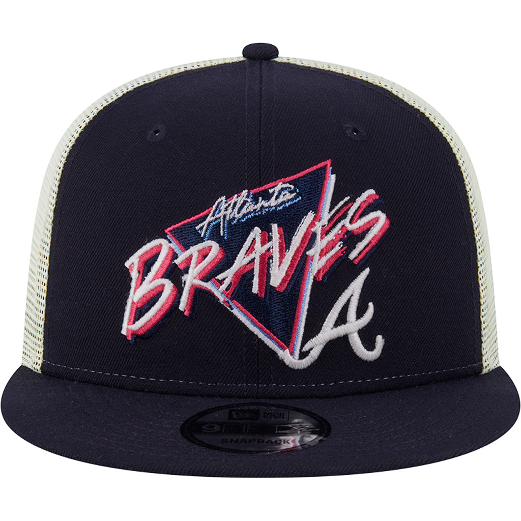 MLB Atlanta Braves New Era Neon Trucker 9FIFTY Snapback Hat - Navy