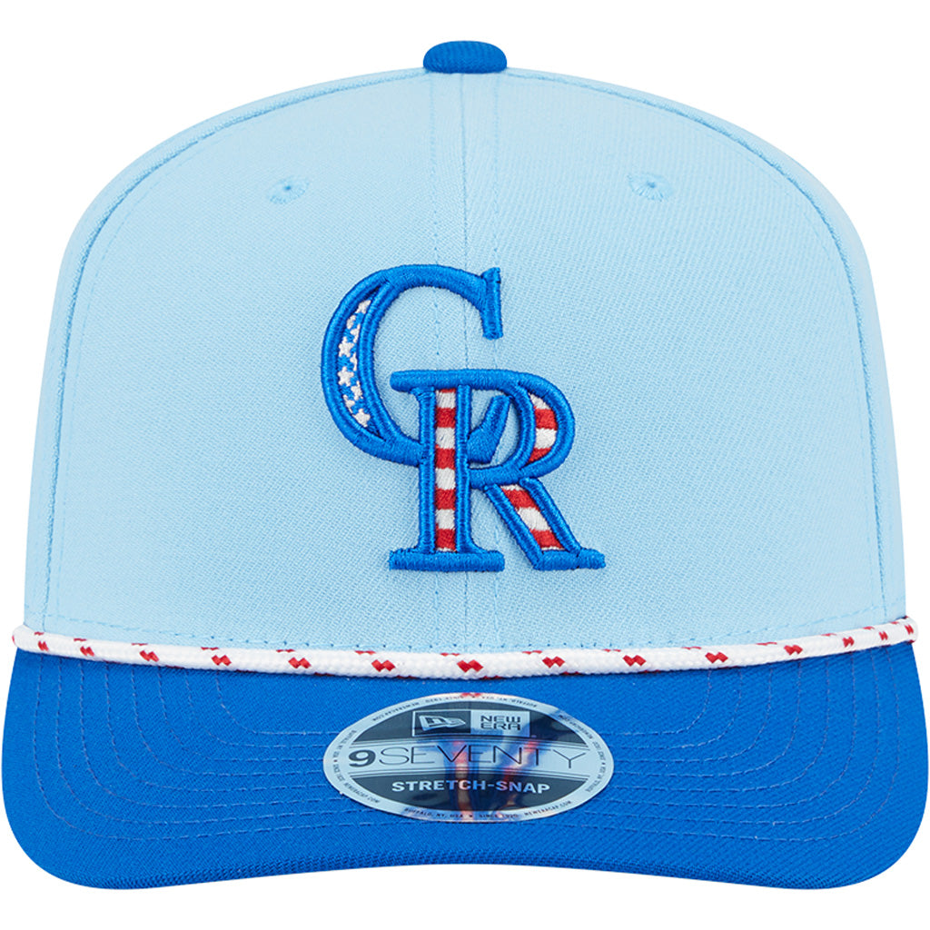 MLB Colorado Rockies New Era 2025 4th of July 9SEVENTY Stretch-Snapback Hat - Light Blue