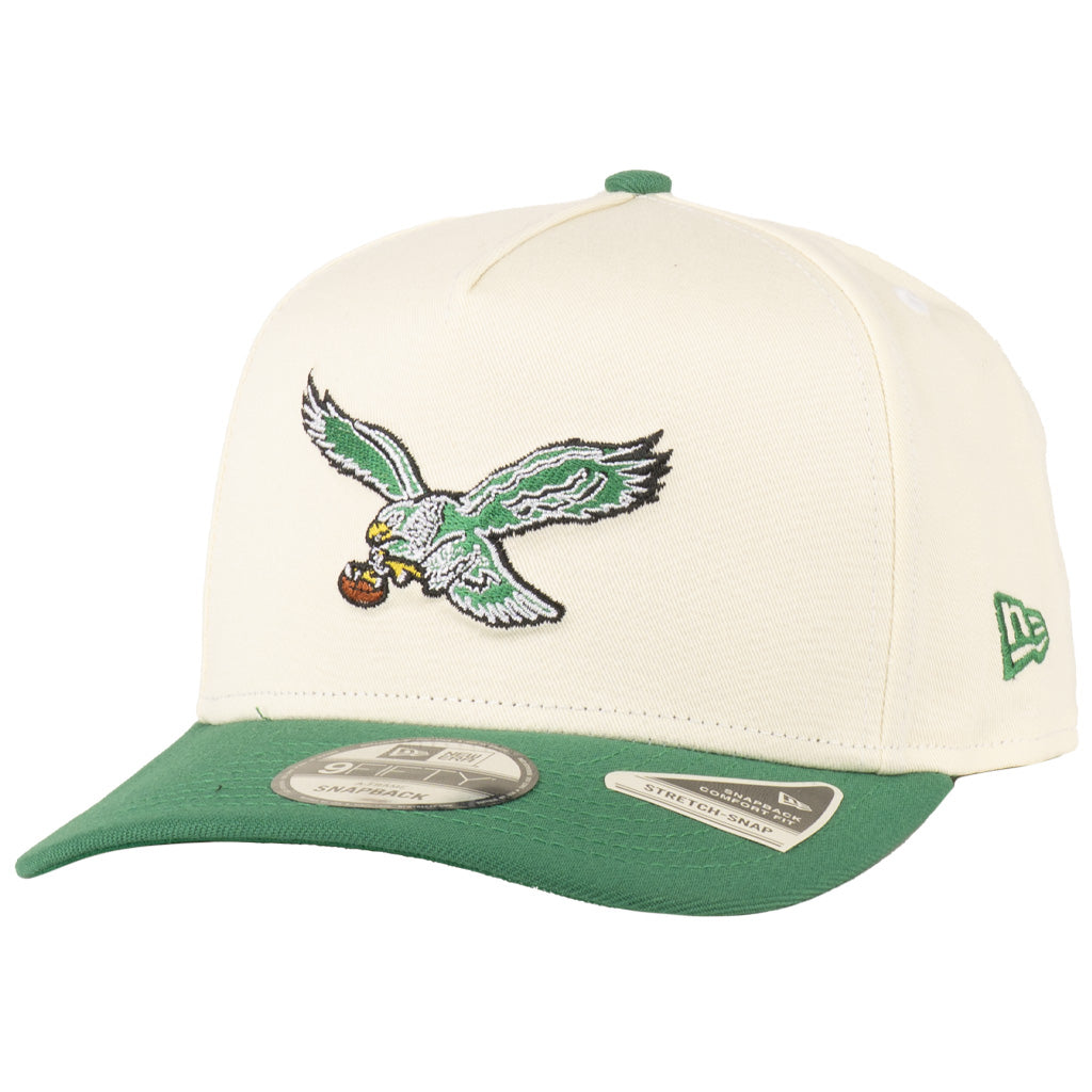 NFL Philadelphia Eagles New Era Throwback Two-Tone TC 9FIFTY A-Frame Snapback Hat - Cream