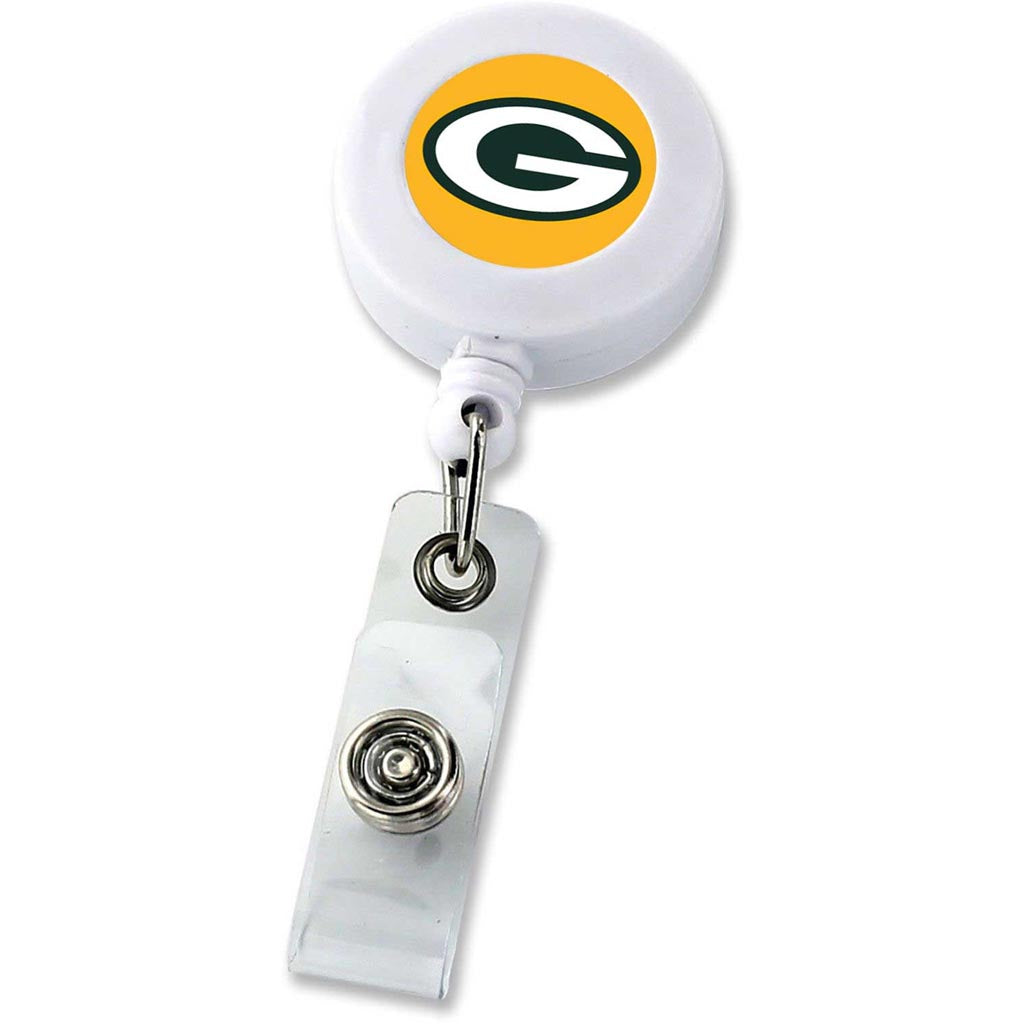 NFL Green Bay Packers Aminco Badge Reel - White