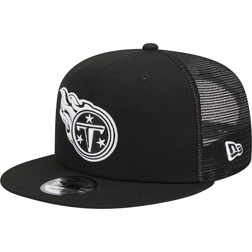 NFL Tennessee Titans New Era Black & White Trucker 9FIFTY Snapback Hat - Black