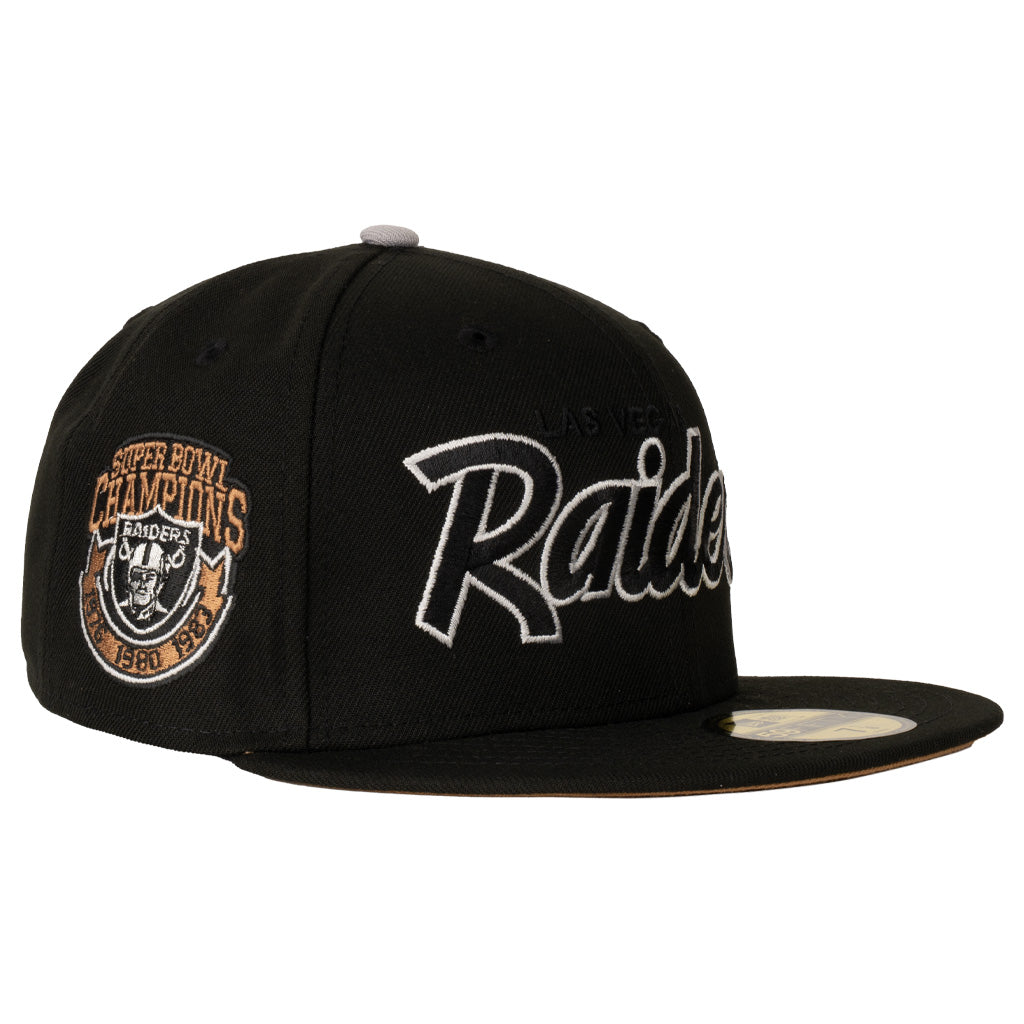 NFL Las Vegas Raiders New Era Gray Outline Logo 59FIFTY Fitted Hat - Black