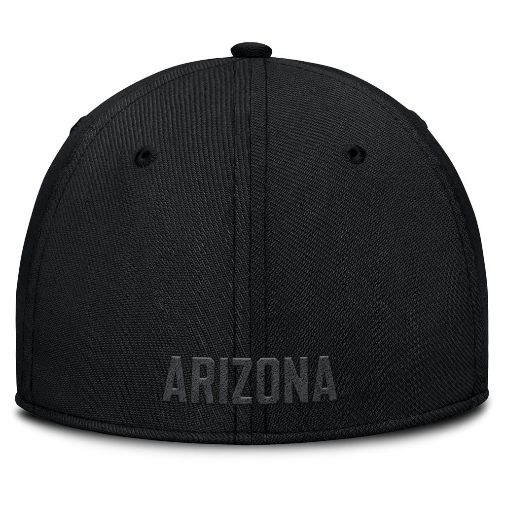 NCAA Arizona Wildcats Nike Black on Black Primary Logo SwooshFlex Hat - Black