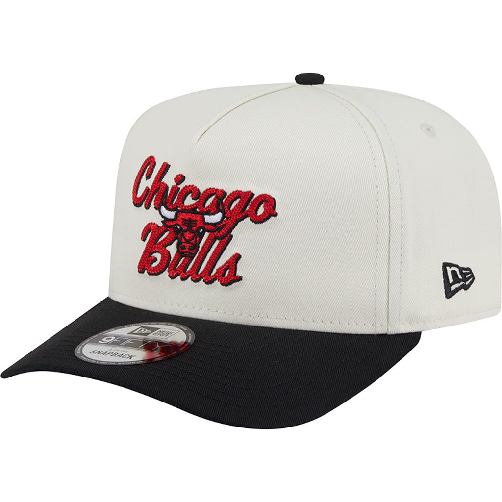 NBA Chicago Bulls New Era Chainstitch Two-Tone 9FIFTY A-Frame Snapback Hat - Cream