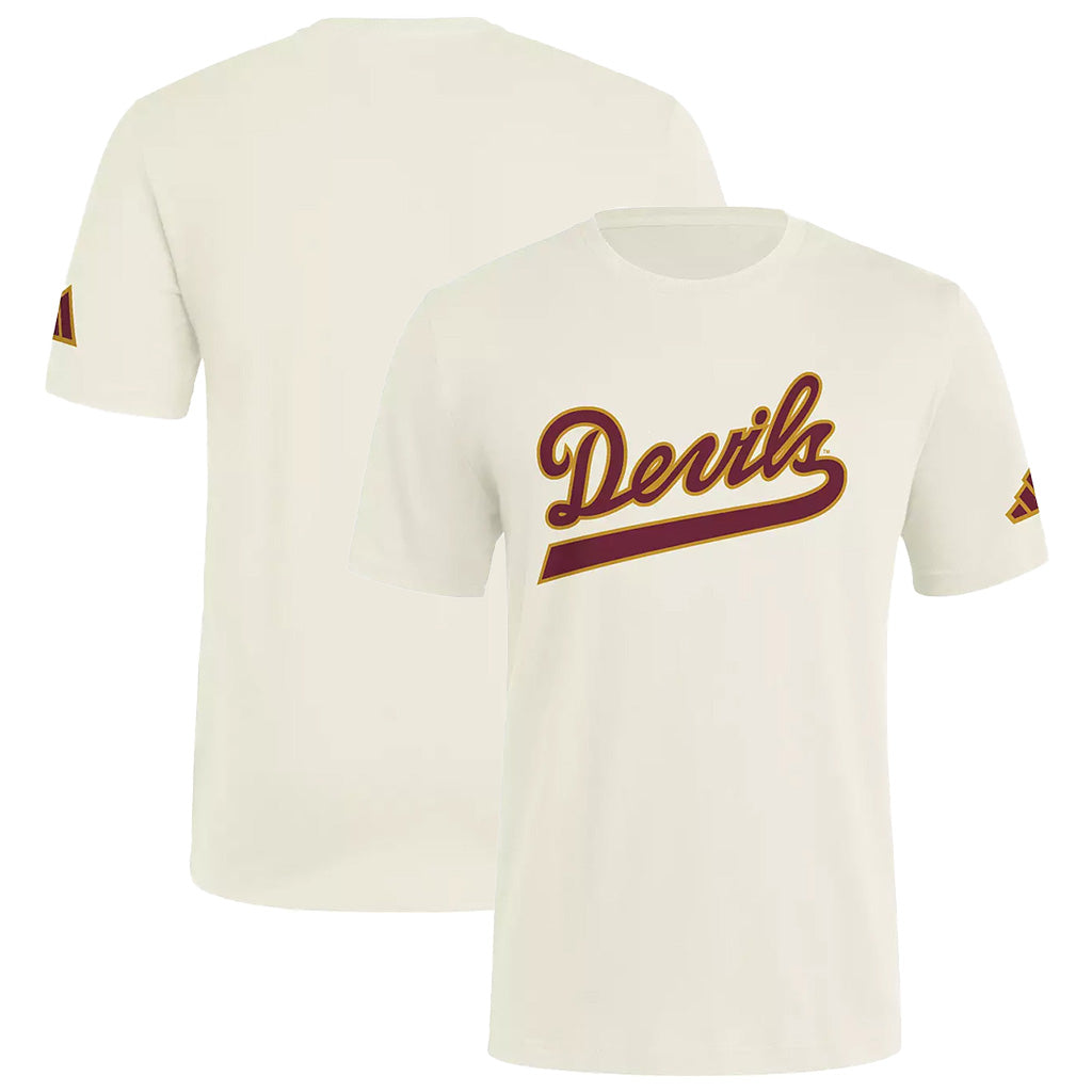 NCAA Arizona State Sun Devils adidas Script Fresh T-Shirt - Cream