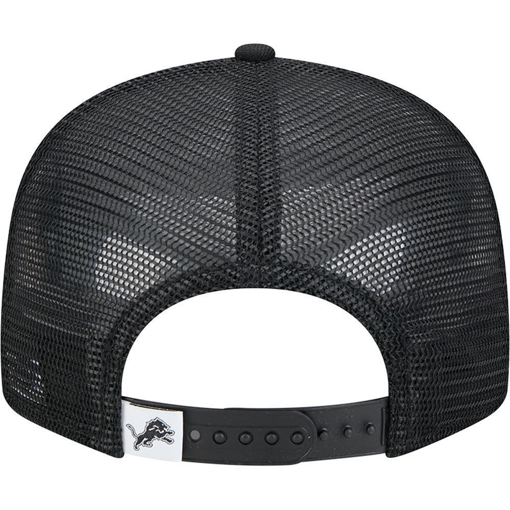NFL Detroit Lions New Era Black & White 9FIFTY Snapback Trucker Hat - Black