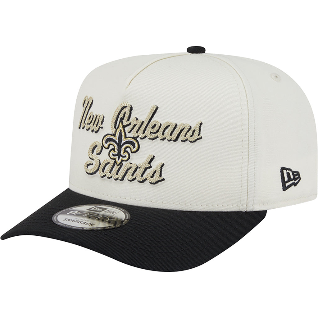 NFL New Orleans Saints New Era Chainstitch Two-Tone 9FIFTY A-Frame Snapback Hat - Cream