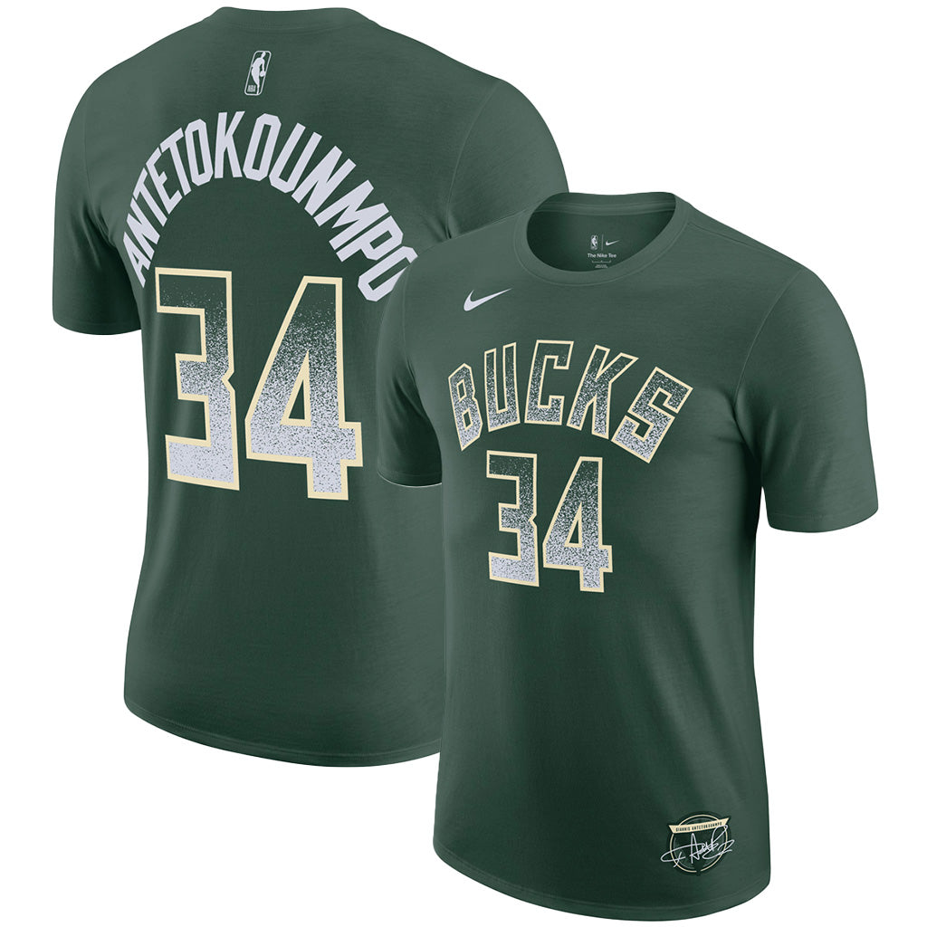 NBA Milwaukee Bucks Giannis Antetokounmpo Nike 2025 Select Series Name & Number T-Shirt - Green