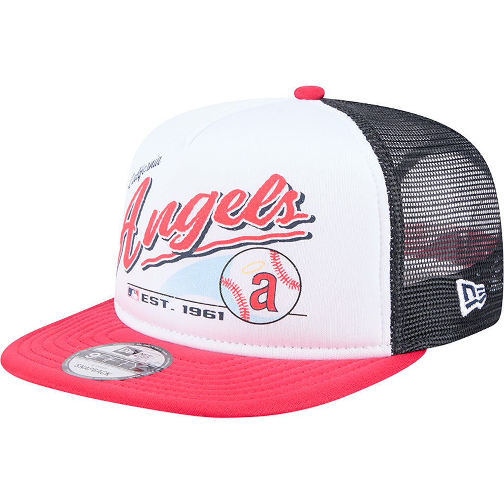 MLB Los Angeles Angels New Era Retro Script 9FIFTY A-Frame Snapback Hat - White