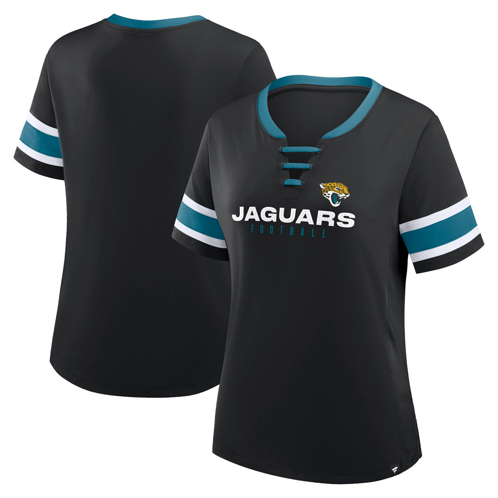 NFL Jacksonville Jaguars Women's Fanatics Draw Play Athena Lace-Up Top - Black