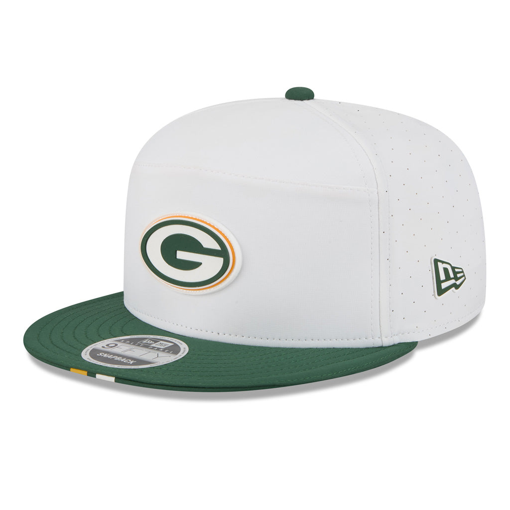 NFL Green Bay Packers New Era 2025 Training 9FIFTY Split Panel Snapback Hat - White