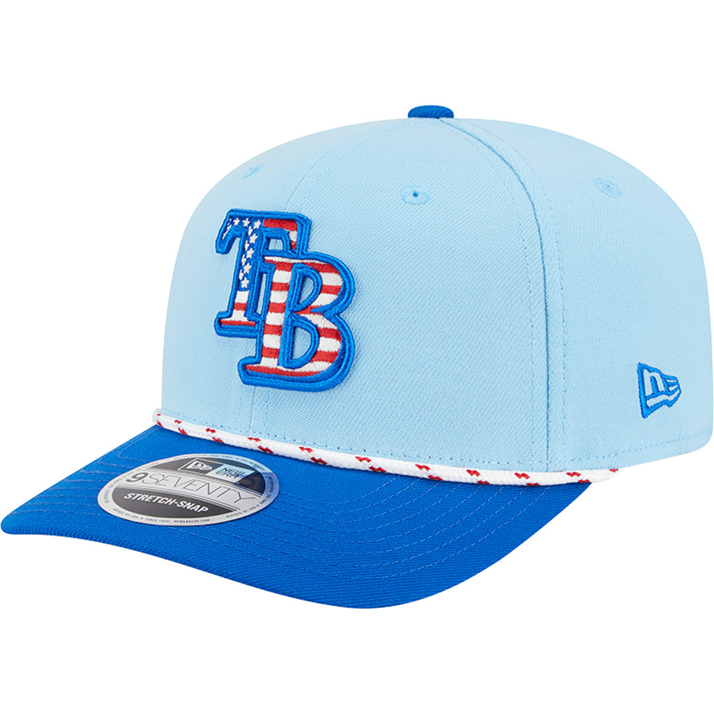 MLB Tampa Bay Rays New Era 2025 4th of July 9SEVENTY Stretch-Snapback Hat - Light Blue