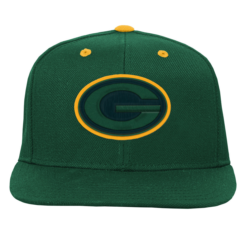 NFL Green Bay Packers Youth Outerstuff Team Color Pop Flatbrim Adjustable Snapback Hat - Green