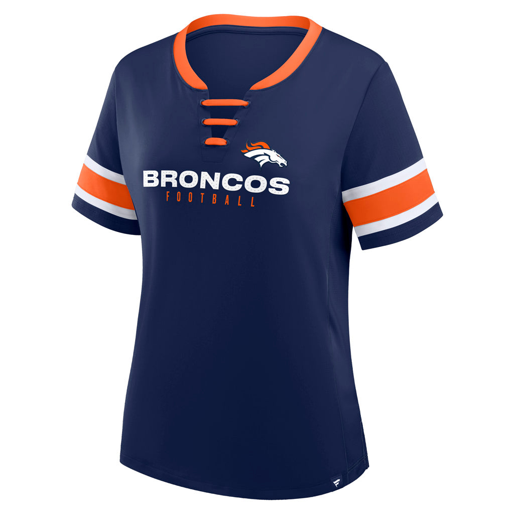 NFL Denver Broncos Women's Fanatics Draw Play Athena Lace-Up Top - Navy