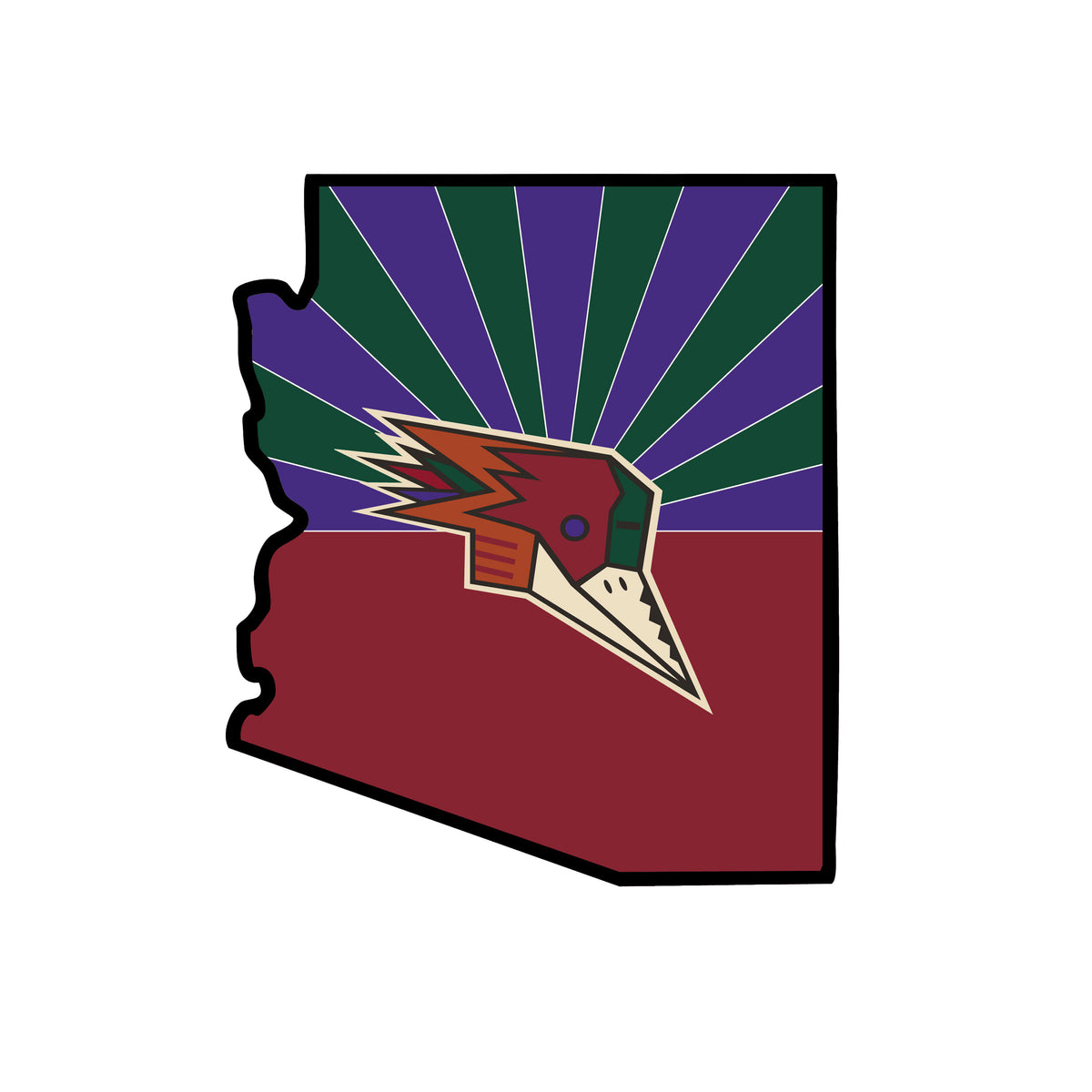 Tucson Roadrunners Kachina Head State Outline Sticker
