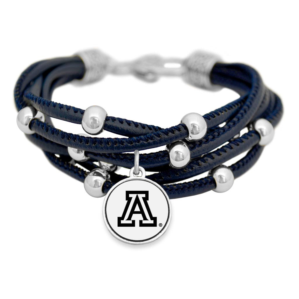 NCAA Arizona Wildcats Gentry USA Lindy Leather Bracelet - Silver