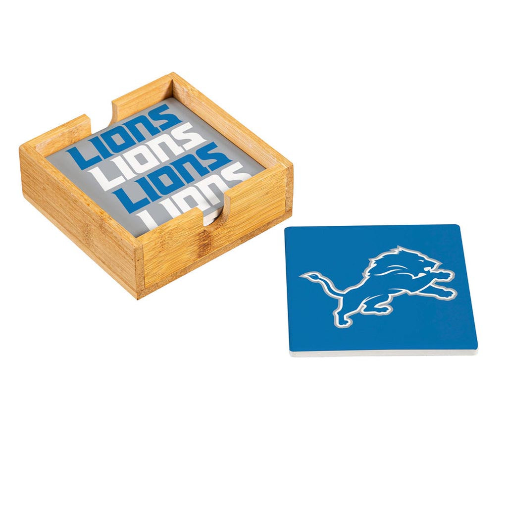 NFL Detroit Lions Evergreen 4-Pack Ceramic Coaster Set