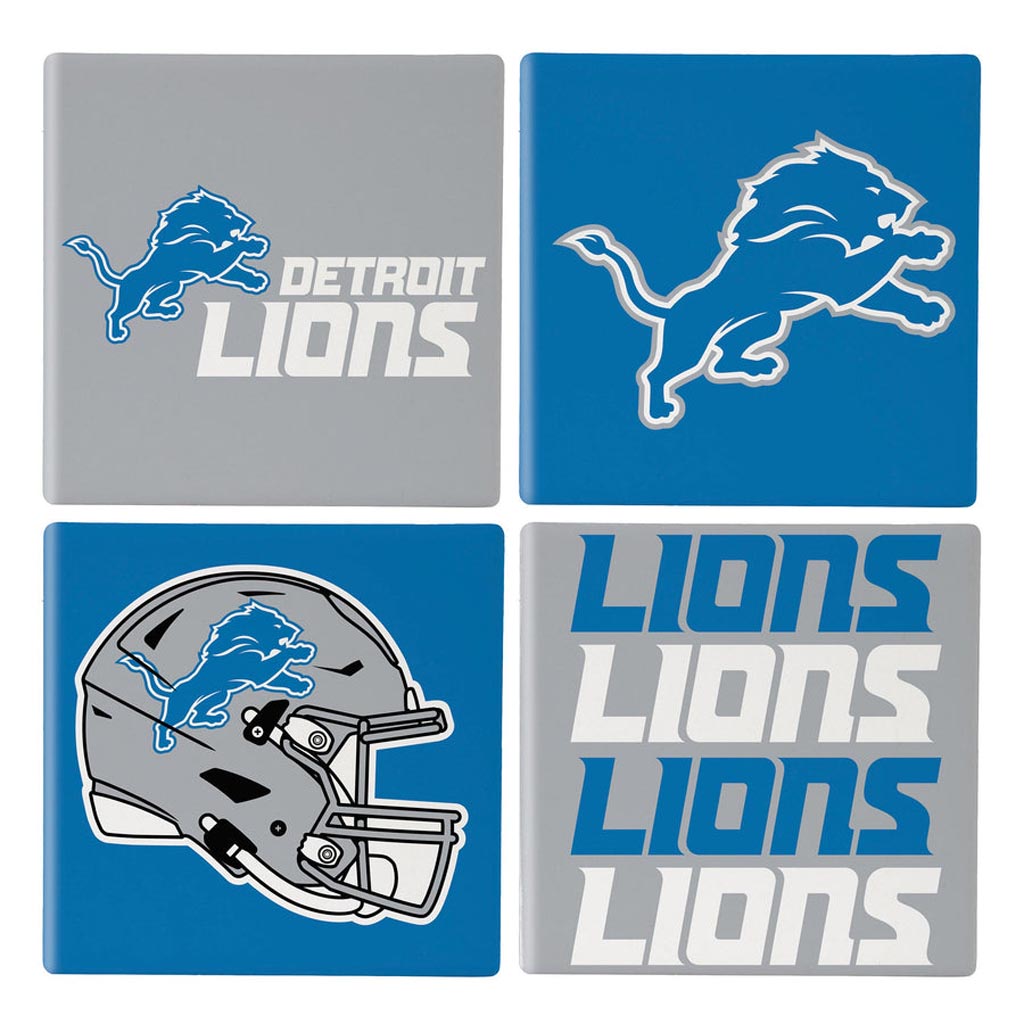 NFL Detroit Lions Evergreen 4-Pack Ceramic Coaster Set