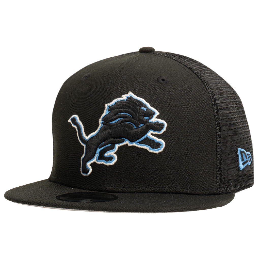NFL Detroit Lions New Era Shadowline 9FIFTY Snapback Trucker Hat - Black