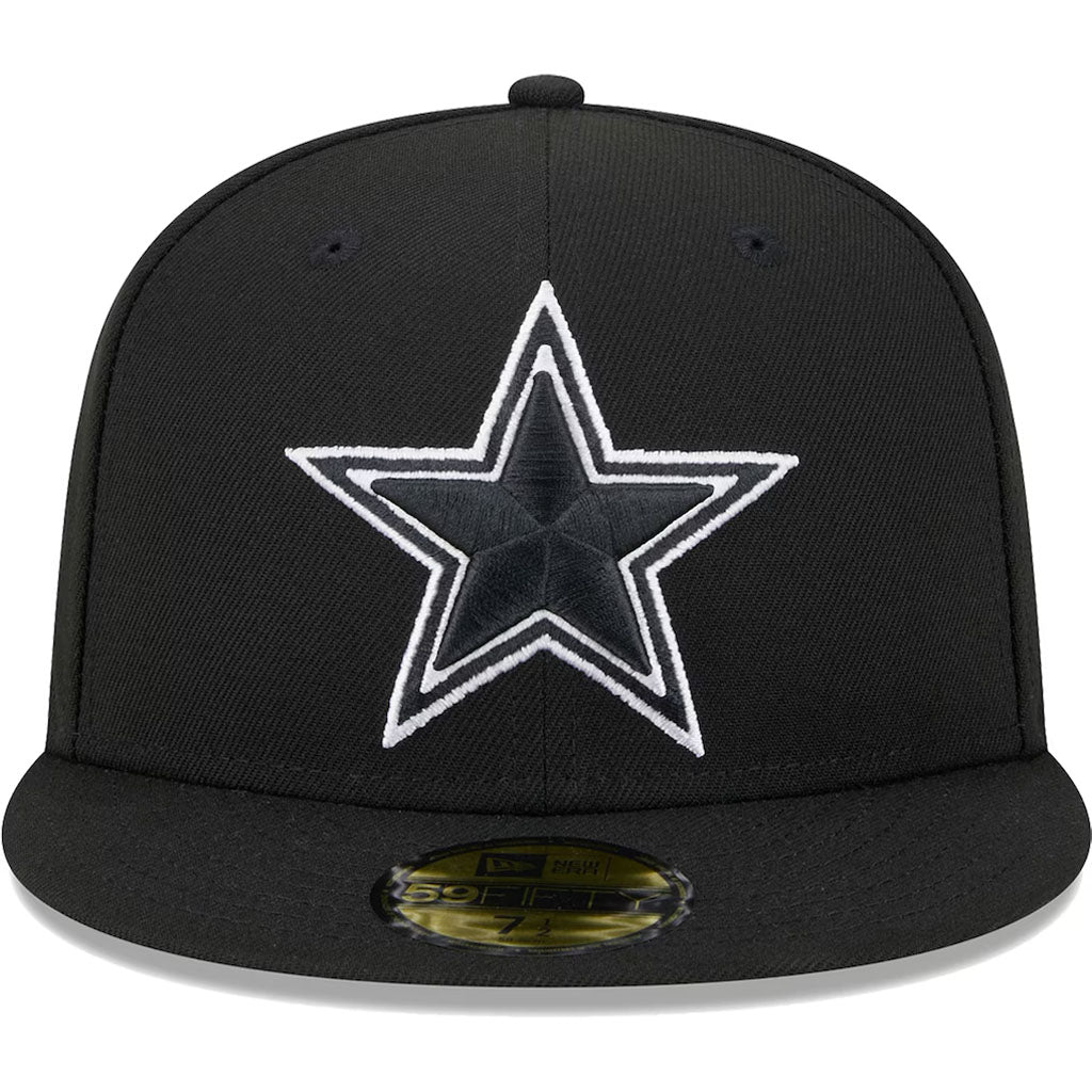 NFL Dallas Cowboys New Era Side Patch Black & White 59FIFTY Fitted Hat - Black