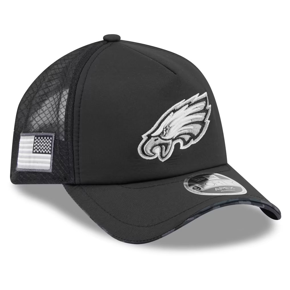 NFL Philadelphia Eagles New Era 2026 Salute to Service Apex 9FORTY Snapback Hat- Black
