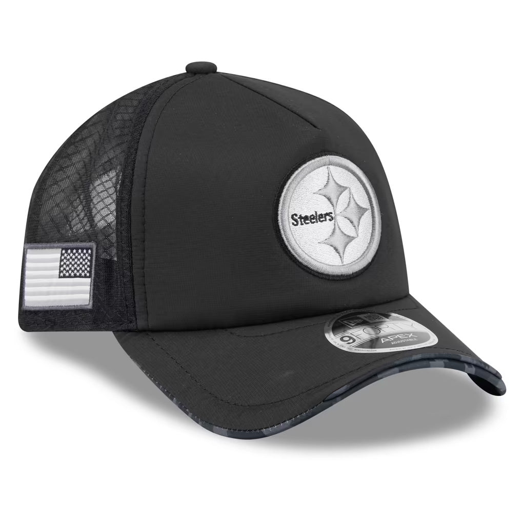 NFL Pittsburgh Steelers New Era 2026 Salute to Service Apex 9FORTY Snapback Hat- Black