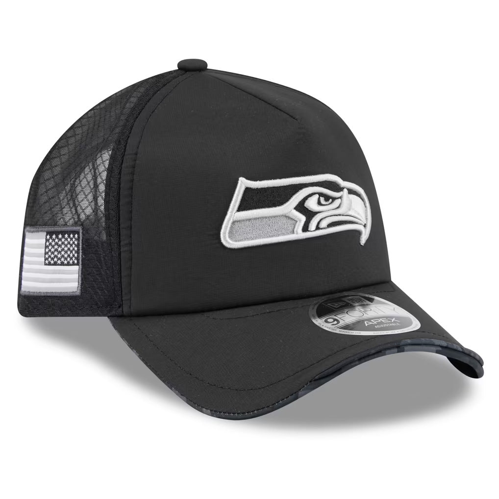 NFL Seattle Seahawks New Era 2026 Salute to Service Apex 9FORTY Snapback Hat- Black