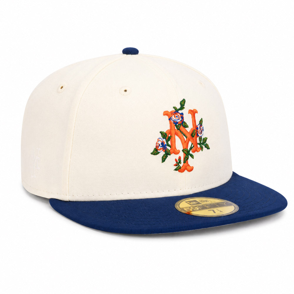 MLB New York Mets New Era Two-Tone Summer Flower 59FIFTY Fitted Hat - Cream