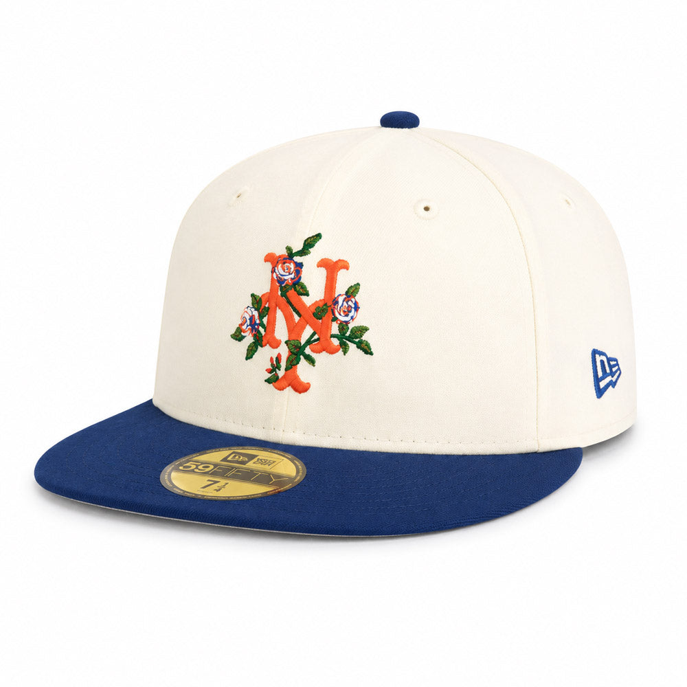 MLB New York Mets New Era Two-Tone Summer Flower 59FIFTY Fitted Hat - Cream