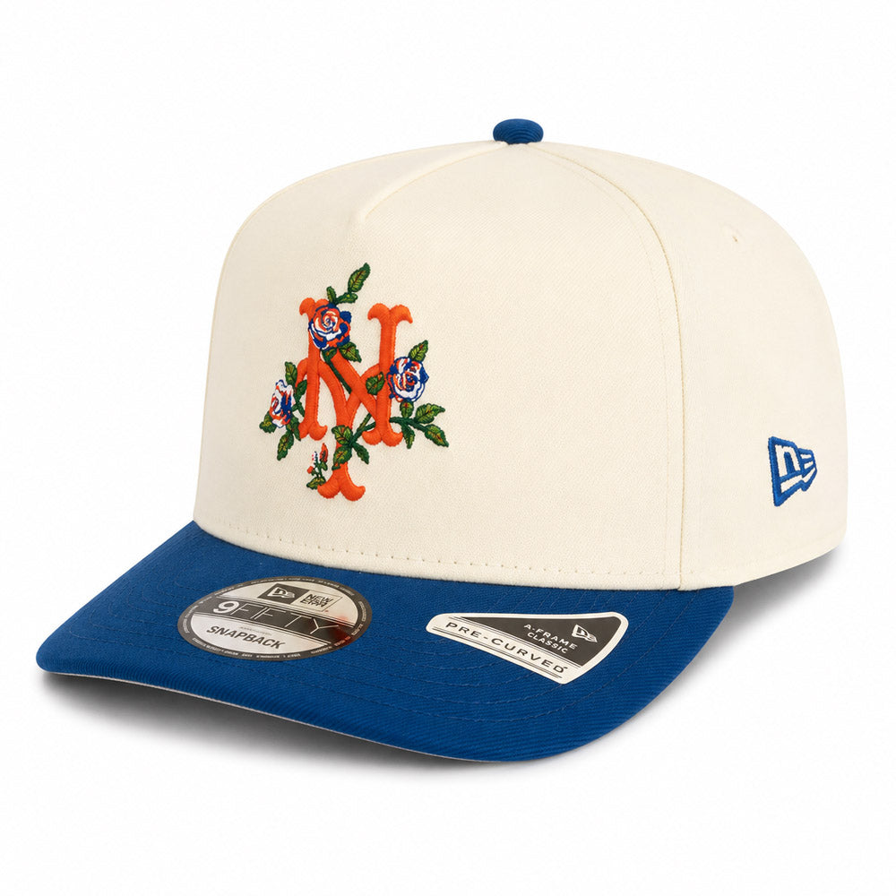 MLB New York Mets New Era Two-Tone Summer Flower 9FIFTY A-Frame Snapback Hat - Cream