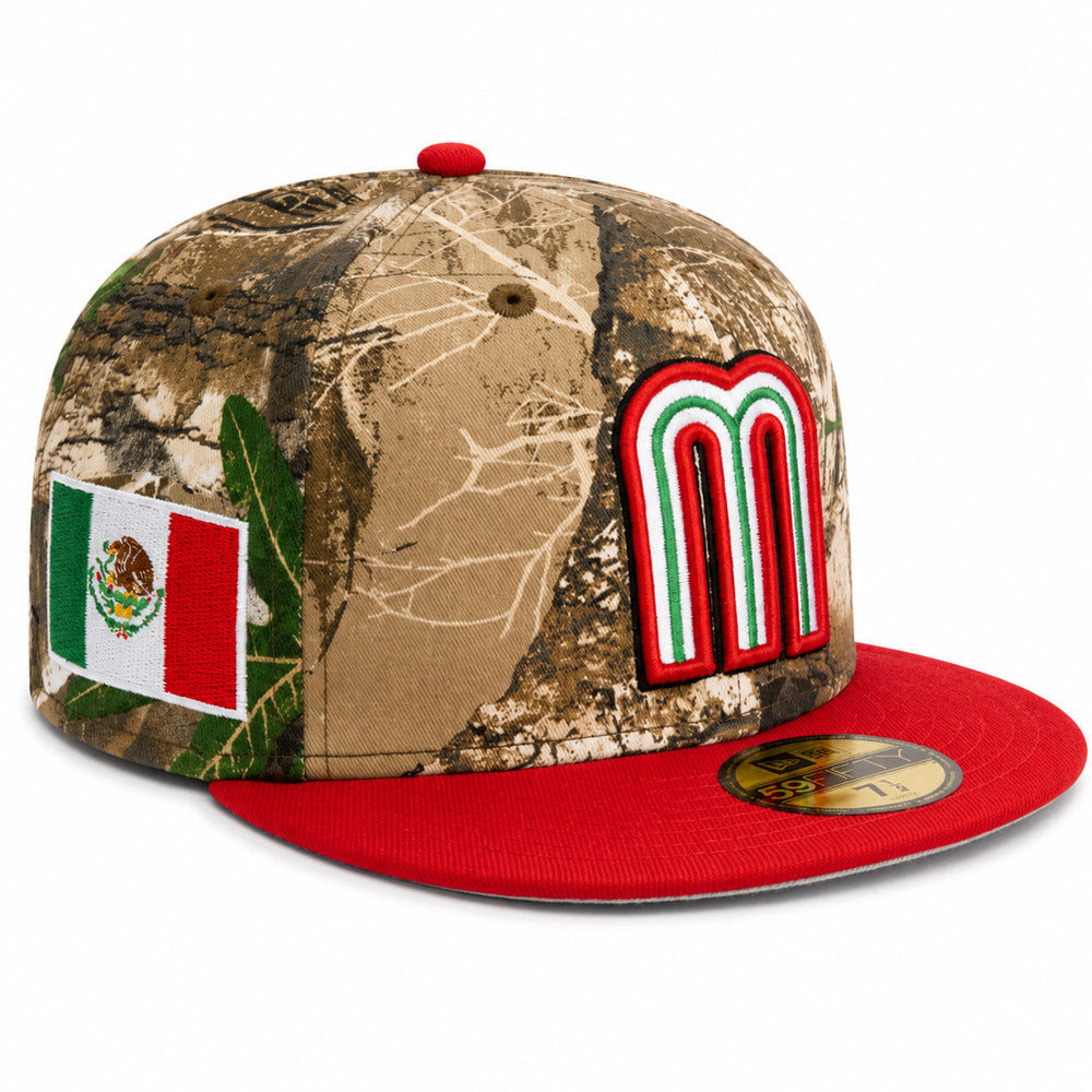 WBC Mexico New Era Team Terrain 59FIFTY Fitted Hat- Real Tree
