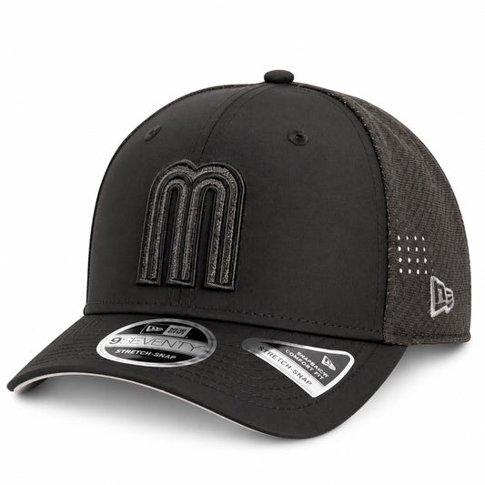 WBC Mexico New Era Black Pearl Trucker 9SEVENTY Stretch-Snap Hat- Black