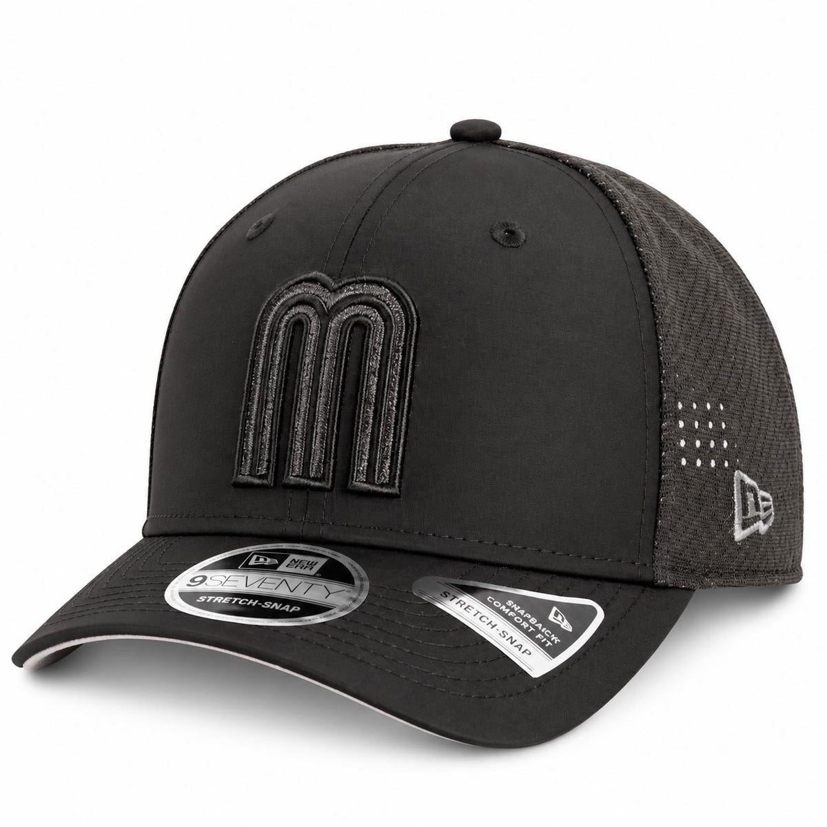 WBC Mexico New Era Black Pearl Trucker 9SEVENTY Stretch-Snap Hat- Black